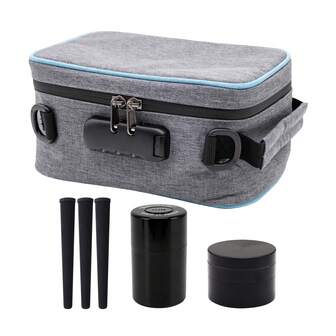 1 set luktfri rökningskit, innehåller 1 luktfri påse, 3 piphållare, 1 lufttät behållare och 1 kvarn, praktisk för hemmabruk eller resor, perfekt present till pojkvän, par, födelsedag, jul