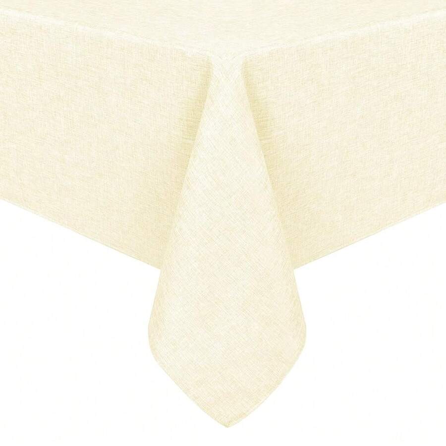 Mantel cuadrado de lino sintético - Mantel lavable resistente a las arrugas y las manchas para cocina, comedor, mesa de fiesta, champán, 54 X 54 pulgadas - Champán 54x54 Cuadrado - Ver 1