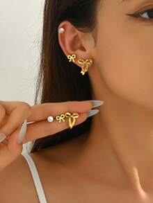 6pcs/Set Elegant Zirconia Small Hoop Earrings, Stainless Steel, Suitable For Daily Wear - Multicolor - View 3