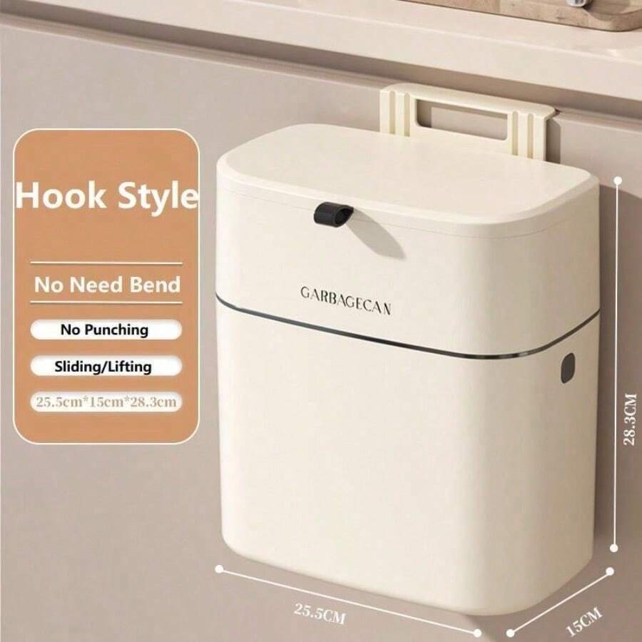 Creative Wall Mounted Hanging Trash Can Bin For Kitchens Cabinet Door With Lid Kitchen Trash Bins Garbage Can Home - Hook - View 1