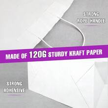 16x6x12 Inch 100 Pcs Kraft Paper Bags With Handles Bulk Kraft Shopping White Large  Gift Paper Bags With Handles For Small Business Retail Boutique Grocery - BWhite100P - 查看 3