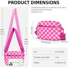Checkered Crossbody Bag For Men And Women Unisex Small Cute Purses  Shoulder Handbags Wide Strap Small Crossbody Bag With Wide Guitar Strap Camera Purse Shoulder Handbag Satchel - Đen Trắng Kiểm Tra - Xem 2
