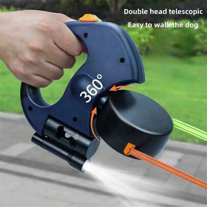 1pc Retractable Dual-Ended Dog Leash, Automatic Extending Pet Traction Rope, Anti-Pulling Dual Dog Leash