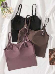 3件套女士透气无钢圈吊带背心，带胸垫