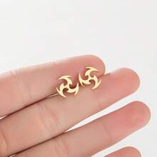 1 Pair Of Black Punk, Geometric Stud Earrings, Darts Pattern, Men's Stud Earrings