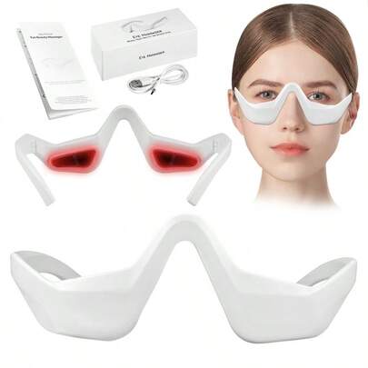 Eyes Red Light Glasses, Eyes Advanced Under Eye Renewal Therapy, 3D Eye Beauty Device For Remove Dark Circles, Wrinkles, Puffiness, Anti Aging, Relax Eye Care (White)