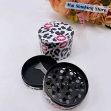 50mm Metal Leopard Print Tobacco Grinder 4-Layers Manual Crusher Mill Zinc Alloy Grass Mortar Grinder Tool Cigarette Accessories Gift - Black - View 3