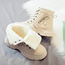 1 Pair High Quality Multi-Purpose Fashion Casual Waterproof Anti-Slip Warm Fuzzy Snow Boots With Thick Soles, Outdoor Sporty Casual Shoes For Daily Match - màu nâu - Xem 3