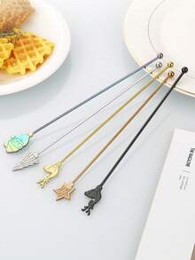 1pc Stainless Steel Christmas Element Cocktail Stirrer, Spherical Stainless Steel Coffee/Tea Mixing Spoon