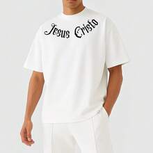 Camiseta streetwear Oversized Academia Estampa Jesus Cristo Gym Bt588 - Branco - Visão 1