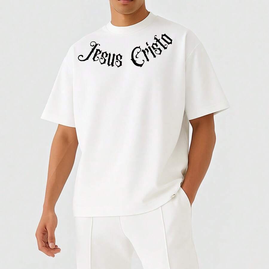 Camiseta streetwear Oversized Academia Estampa Jesus Cristo Gym Bt588 - Branco - Visão 1