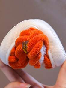 Fashionable Striped Slip-Resistant Warm Cute Plush Student Slippers, Children Slippers, Teens Slippers - Orange - View 6