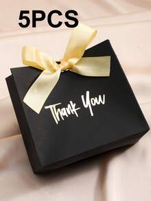 5/10pcs Kraft Paper Mini Gift Bags/Boxes, Foil Thank You Pattern Design With Gold Ribbon Bow, Suitable For Wedding, Valentine's Day, Birthday Party, Holiday Small Gifts Packaging, Halloween Candy, Snacks, Christmas Gifts, Christmas Tree Decor - Thank You Box - View 18