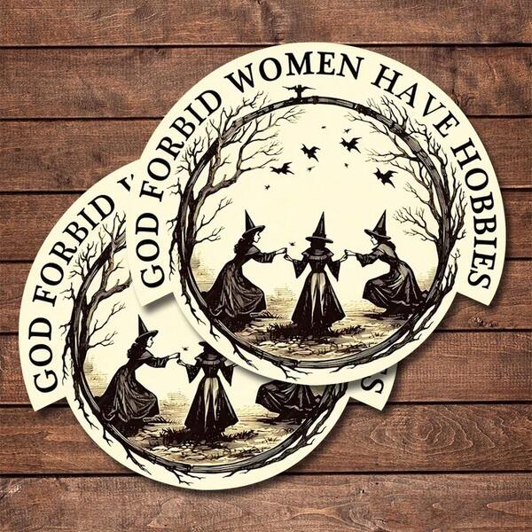 1PC 3 Inch Mystical Dancing Witches Vinyl Sticker | Removable Waterproof Gothic Art Decal | Vintage Witch Dance Scene Laptop Decoration | Dark Academia Phone Case Journal Sticker | Alternative Art Water Bottle Notebook Decor | Aesthetic Room Decoration | Halloween Theme Creative Gift,School Supplies,Back To School