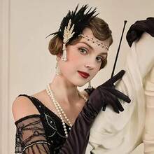 女士现代连衣裙 1920 年代复古流苏亮片蕾丝鸡尾酒会连衣裙 惊艳盖茨比女士连衣裙 搭配咆哮的 20 年代配饰套装 万圣节派对化妆舞会 - 多色 - 查看 10