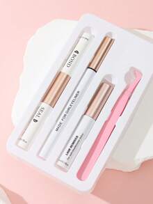 Eyelash Extension Kit - Glue + Eyeliner + Makeup Remover Oil + Tweezers, Gentle, Quick-Drying, Suitable For Daily Makeup Or Outings - White - View 1