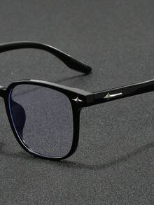 1 Pair Men's PC Square Large Frame Rivet Personalized Clear Lens Glasses, Fashionable Versatile, Suitable For Business Meetings, Fashion Outfits, Party Gatherings, Computer Office Work, Computer Gaming - Multicolor - View 4