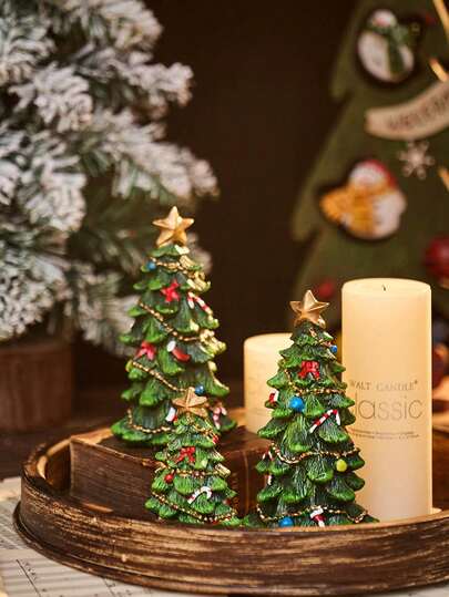 1 Peça Decoração de Natal Mini Árvore de Natal de Resina, Ornamento Adequado para Decoração de Feriado de Natal, Decoração de Mesa, Decoração de Sala de Estar, Decoração de Quarto, Decoração de Sala de Jantar, Adereços de Arranjo Fotográfico, Presente de Natal, Decorações de Natal para Casa, Presentes de Natal