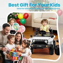 Kids Electric Ride On Car For 3-8, 2 Motors Off Road Truck With 2.4G Remote Control, LED Lights, Music, Horn & Wireless Connection, Battery Powered Ride On Toy For Boys Girls - White - View 9