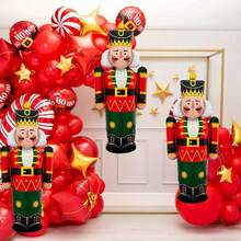 1set/1pc Christmas Balloons Giant Nutcracker Soldier Foil Balloons For Christmas Holiday Xmas New Year Winter Birthday Party Decorations Supplies(The Color And Shape Of Some Patterns Are Random)