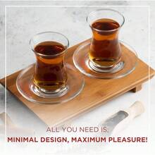 Turkish Tea Glass Set, Slim Waist Design And Thick Sole Prevent Tea From Getting Cold, Easy To Keep 6 People, 6 Saucers, 6 Glasses, Useful Set 12 Pieces - 6 - 查看 4