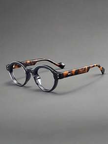 New Retro Round Fashion Sunglasses, Small Frame Round Face Glasses, Contrast Color Vintage Unisex, Lightweight & Transparent, Suitable For All Seasons