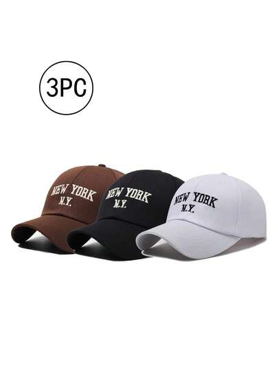 3 pièces Casquette de baseball pour hommes avec broderie de lettres, chapeau respirant pour le cyclisme et la randonnée en extérieur, casquette réglable avec bandeau anti-transpiration et protection solaire, chapeau de mode décontractée unisexe, convient pour le printemps, l'été, l'automne et l'hiver