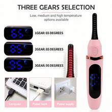 新款睫毛夹，电动睫毛夹带提拉功能，眉毛修剪器，USB充电二合一多功能加热睫毛夹 - 粉色 - 查看 4