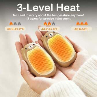 2个可充电暖手宝，2000mAh电池，快速加热，便携式暖手宝，男女通用，适合狩猎和露营