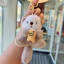 Joivida 1pc Cute Plush Otter Holding Fish Doll Doll Pendant, Bag Charm, Keychain Halloween Accessories Teachers Day Christmas Gift Ideas