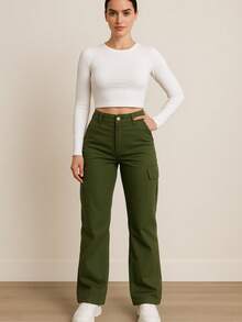 pantalon de cargo para dama ma1120 - Verde - Ver 1