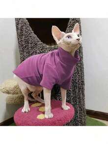 Ropa de invierno cálida para gatos Sphynx - Sudadera con cuello alto de tela de felpa, chaqueta transpirable para perros pequeños y medianos/Chihuahua, camisa suave y acogedora para resistencia al frío y al viento en otoño e invierno