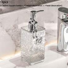 1 pièce Distributeur de savon rechargeable, bouteille carrée en PET translucide avec dosage par pression, 300 ml/400 ml. Bouteille de savon liquide moderne pour salle de bain, comptoirs de cuisine. Sous-bouteille pour désinfectant pour les mains, shampoing, gel douche, lotion corporelle, liquide vaisselle, lessive, retour à l'école - Multicolore - Voir 3