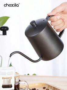 choxila 1pc Black Stainless Steel Coffee Pot, Pour-Over Coffee-Specific Kettle, Espresso Tool, Teapot, Water Kettle, 350ml/12oz & 600ml/20oz, Suitable For Daily Use, Saudi National Day Gifts, Courtyards And Coffee Shops - Coffee Maker - View 2