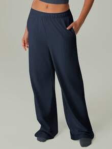 GOSOUER Women'S Summer High Waist Drawstring Waist Pockets Loose Straight Wide Leg Jogging Pant For Yoga Running Sports Fitness Gym Tights