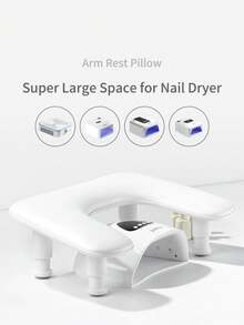1个可调节U型美甲手托枕，PU皮革美甲师手托，适用于专业美甲沙龙 - 白色 - 查看 4