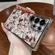 Una funda de teléfono floral diseñada para Samsung S25 ULTRA/S25/S24 Ultra/S24, también adecuada para S23/S23 FE/S23 Ultra/S22.Esta funda transparente tiene una función de protección de marco de lente, hecha de material TPU electrochapado, adecuada para que todos la usen. - Colores mixtos - Ver 2