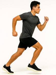 Men's Original Gym Tennis Shoes, Light And Soft, Walking, Running - 黑綠色 - 查看 5