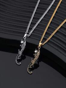 1 Stück modischer, vintage europäischer & amerikanischer personalisierter Hiphop Leoparden Anhänger Halskette, geeignet für lässige Streetwear von Männern