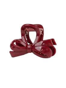 1 件简约光泽方形发夹，勃艮第酒红色大发夹，适合女性日常休闲佩戴发夹发夹发夹发夹发夹秋冬发饰女士蝴蝶结度假装女士