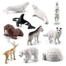 Miniature Simulation Animal Models, Arctic Winter Animals, Beluga Whales, Seals, Huskies, Decorative Toys, Photo-Taking Animal Models, Solid Plastic Arctic Models