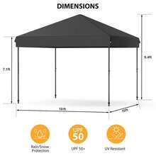 Pop Up Canopy, 10'x10' Folding Canopy With 3 Highters Adjustable, Outdoor Event Shelter UPF 50+ Gazebo Portable Tents For Parties Beach Camping Wedding