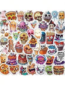 50PCS Halloween Horror Food Stickers Graffiti Creative Stickers DIY Laptop Refrigerator Luggage Phone Case Water Cup Decoration Stickers Toy Wall Decor Room Decor Wall Stickers Wall Sticker Home Decor