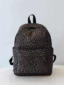 3-In-1 Casual Leopard Print Backpack Set, Includes Backpack, Lunch Bag, Crossbody Bag And Pencil Case, With Laptop Compartment, Multi-Pocket, Large Capacity, Suitable For Daily Use/Vacation/Travel/Back To School, For Women/Girls/Teens/College Students/Graduates