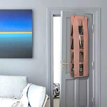 Lirex Over The Door Purse Organizer, Handbag Storage Organizer With 4 Clear Pockets Foldable, Purse Storage, Scarf Storage, Clothing Organizer, Legging Organizer For Hanging Closet Organize, Gray