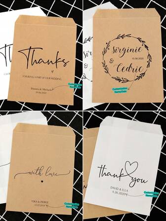 Personalized Paper Bags-With Love Kraft Wedding Favor Bags,Set Of 25/50/100 Gift Bag