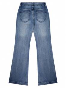 Women Vintage Elegant Streetwear Low Waist Black Flared Jeans Y2K Sexy Stretch Light Blue Flared Pants Vacation Casual Flared Trousers,2026 Summer - Medium Wash - View 9