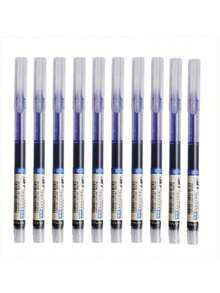 10入組直式液體筆，快乾測試簽名膠筆，0.5mm黑藍墨水學校辦公室筆，文具學校滾珠筆
