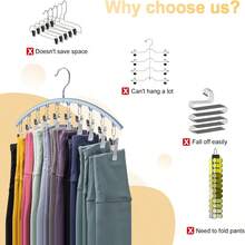 Legging Organizer For Closet, Metal Yoga Pants Hanger W/Rubber Coated 2 Pack W/20 Clips Hold 20 Leggings, Hangers Space Saving Hanging Hangers For Closet Organizers And Storage-Pink - 藍色 - 查看 3
