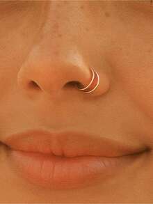3Pcs/1Pc Women Fake Nose Ring Faux Piercing Jewelry 8Mm Fake Nose Ring Hoop For Faux Lip Nose Ring Set Fake Lip Ring Lip Nail New Daily Party